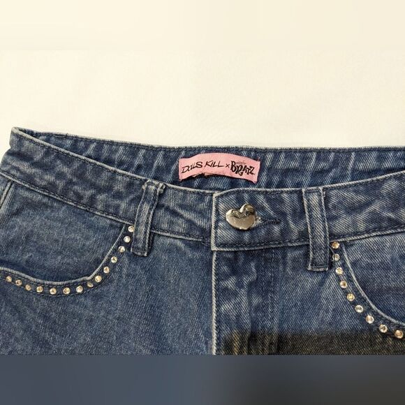 Dolls Kill x Bratz Doll Bejeweled Women's Jeans Medium Y2K Heart Pockets Denim - Picture 4 of 8